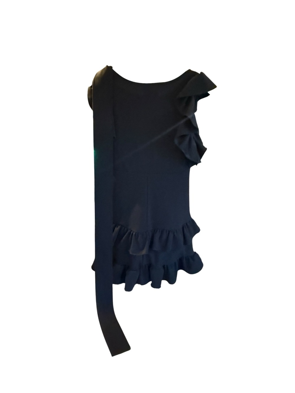 Bonnie Jean Girls Size 7 Black Ruffle Dress Long Shoulder Tie Party Holiday - Picture 6 of 9
